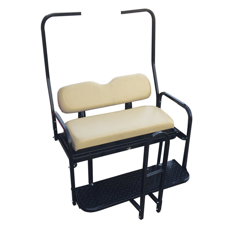 Add a rear flip seat to your golf cart today with our high quality economical SGC or BISON brand rear flip seats for Club Car, EZGO, and Yamaha golf carts.