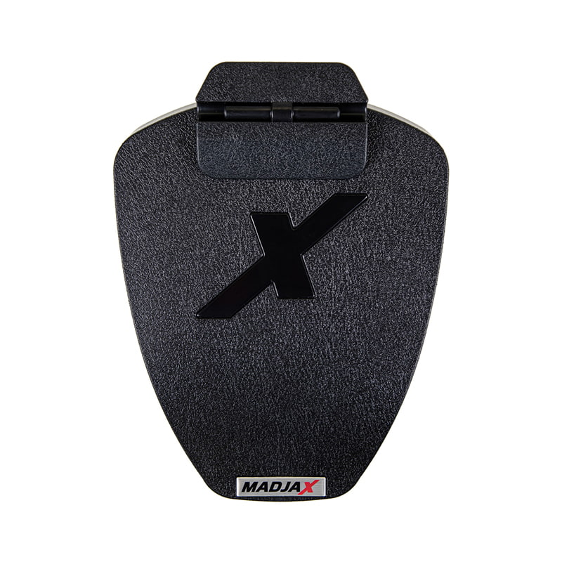 Detailed view of the textured UV-resistant black plastic replacement scorecard holder for Madjax Xseries golf carts.