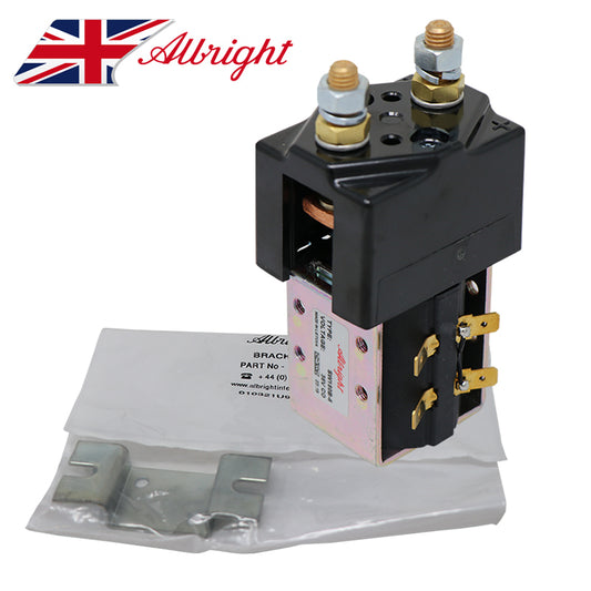 SW180 high performance replacement golf cart contact solenoid by Curtis Albright, featuring 400-amp 48-volt rating, includes mounting bracket and offered with free shipping, item #102-SW180B-1125.