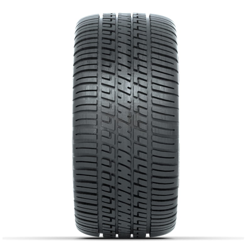 Detailed view of the tread pattern design and lug details of the Fusion golf cart low profile tire by GTW.
