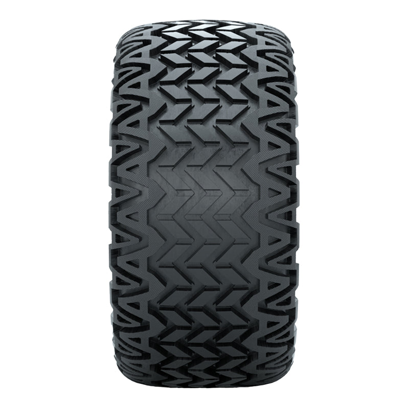View of the tread pattern and chevron lug design of the GTW Predator AT golf cart off road and all terrain tire, Item #20-060 and Madjax #20-005.
