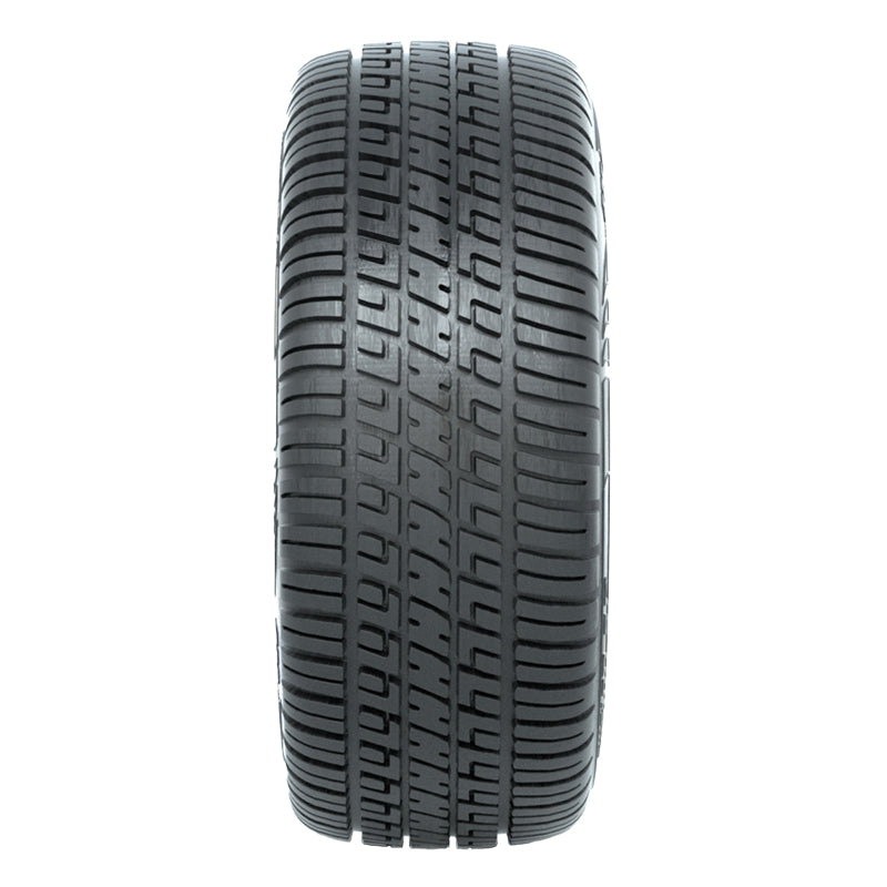 Tread pattern view of the GTW Fusion SR golf cart SBR street tire in 215/50R12 size, featuring the non-directional tread design, low rolling resistance, and higher speed capabilities for today's newer higher speed golf carts and LSVs.