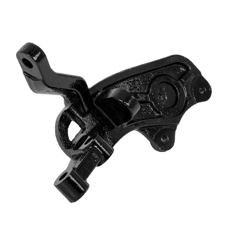 Backside view of the high quality OEM replacement passenger side spindle assembly designed for lifted MadJax XSeries Storm golf carts and PTVs, sold with free shipping and best price.