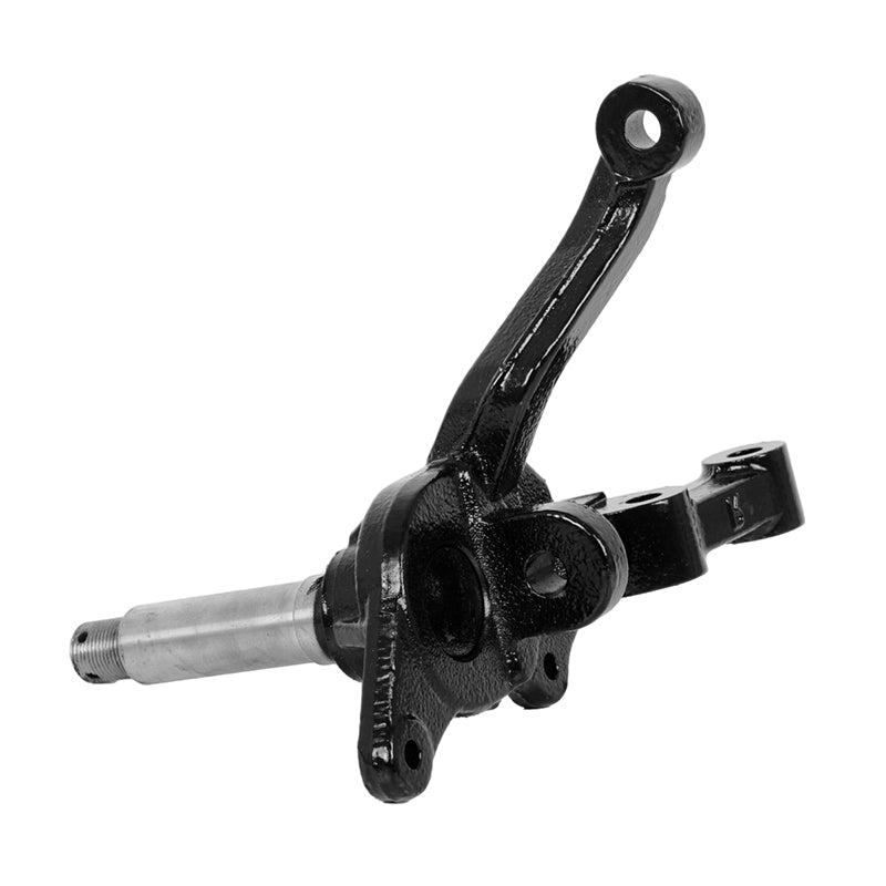 Backside view of the high quality OEM replacement driver side spindle assembly designed for non-lifted MadJax XSeries Storm golf carts and PTVs, sold with free shipping and best price.