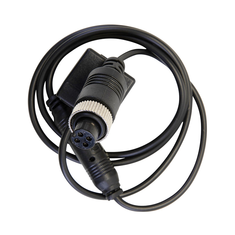 View of the cable connector on the replacement backup camera assembly designed for the XSeries golf carts and PTVs by Madjax, models X2, X4, and X6, model years 2024 and Newer with free shipping by Salt City Golf Cart.