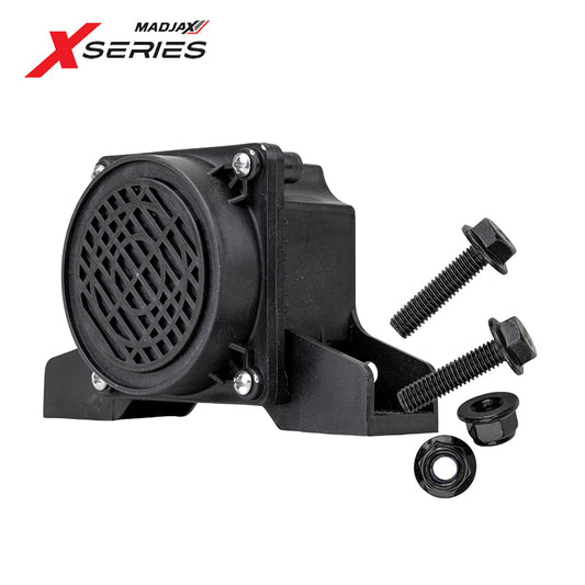 OEM pedestrian warning alarm and backup buzzer replacement for MadJax XSeries Storm golf carts and PTVs, with free shipping, Item #28-478.