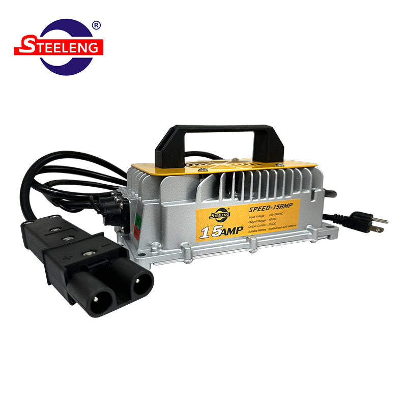 Replacement Yamaha G14-G22 48-volt golf cart smart charger, 15-amp, 2-pin connector made by SGC, designed for lead acid wet cell batteries, free shipping, Item #CHYM01.