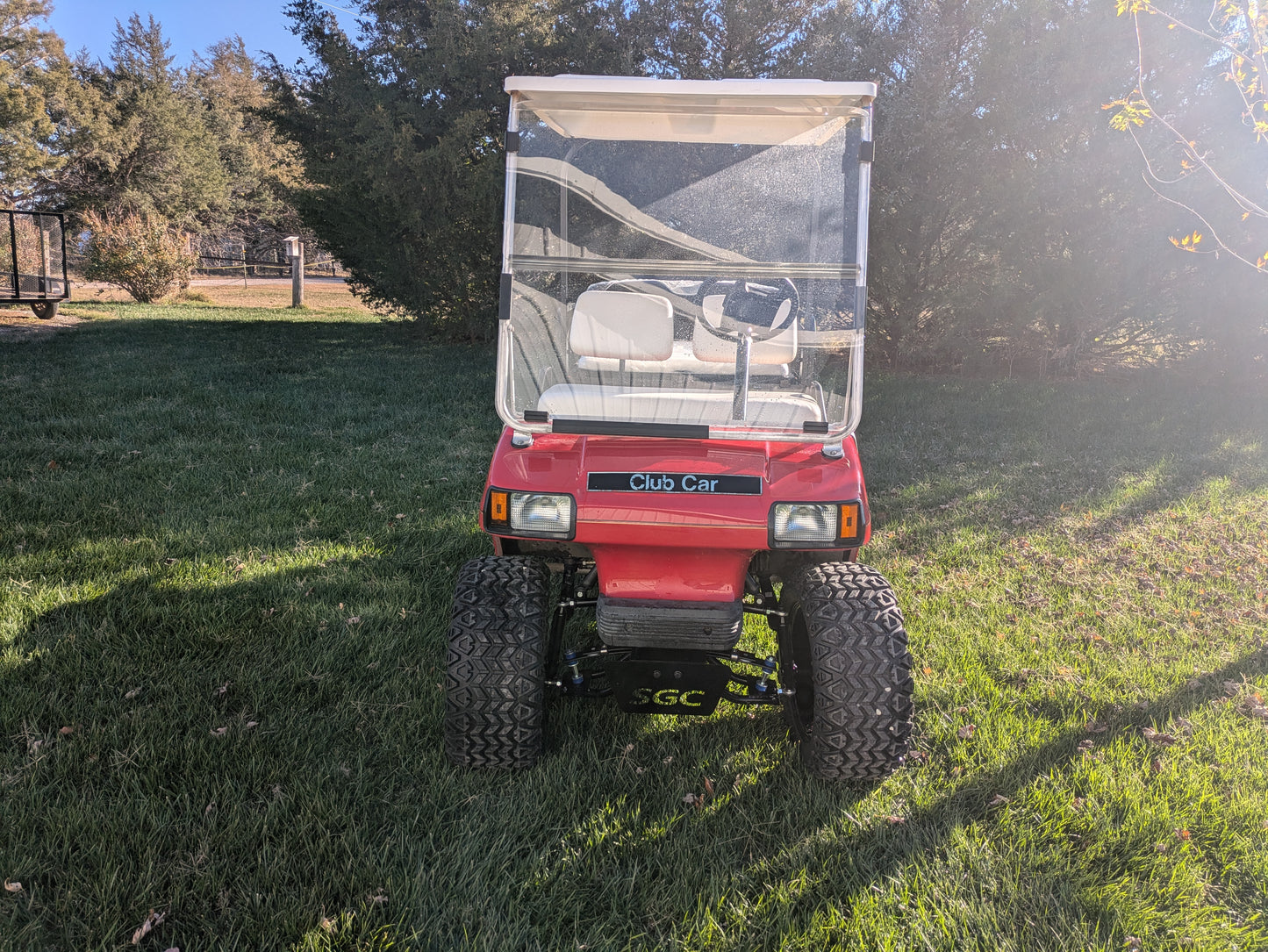 1994 Club Car RED DS 48volt with lights flip seat lifted 6" with new wheels and tires