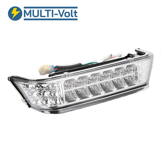 Replacement LED Club Car Precedent headlight assembly, does not include bumper, designed for 12-48 volts gas or electric, no voltage reducer needed, free shipping.
