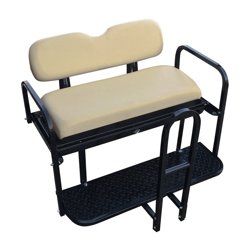 Club Car Precedent, Tempo, and Onward golf cart rear flip assembly with buff oem color cushions by Nomad SGC for sale near Hutchinson, KS.