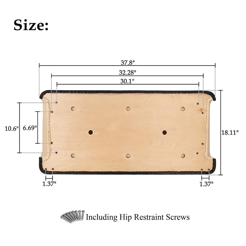 Dimensions and size specifications for Club Car DS front seat bottom cushion replacement.