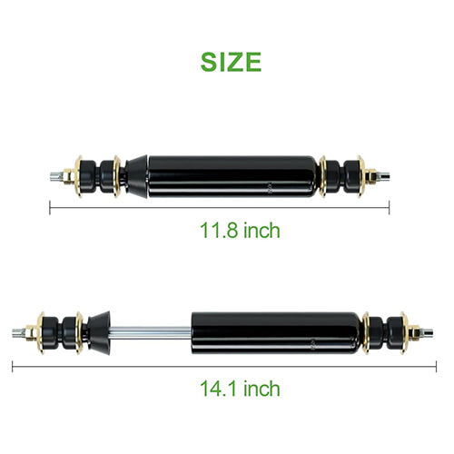 Sizes and specifications of rear Club Car golf cart replacement shocks.
