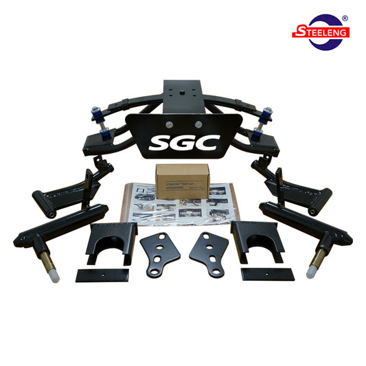 6-inch double a-arm lift kit designed for Club Car Tempo, Precedent, and Onward models, years 2004 and newer gas and electric, model #LKPR01 by Steeleng Golf Cart Company (SGC), free shipping.