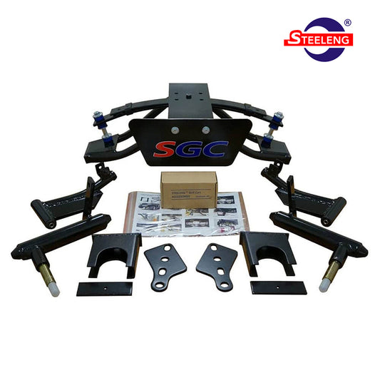 4 inch double a-arm lift kit designed for Club Car Tempo, Precedent, and Onward models, years 2004 and newer gas and electric, model #LKPR04 by Steeleng Golf Cart Company (SGC).