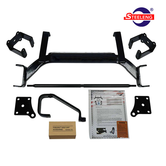 6 inch drop axle EZGO TXT and PDS lift kit, electric carts, model years 2001.5 through 2022, including spacer blocks, main assembly, tie rod extension, and all include free shipping, Item #LKTX07.