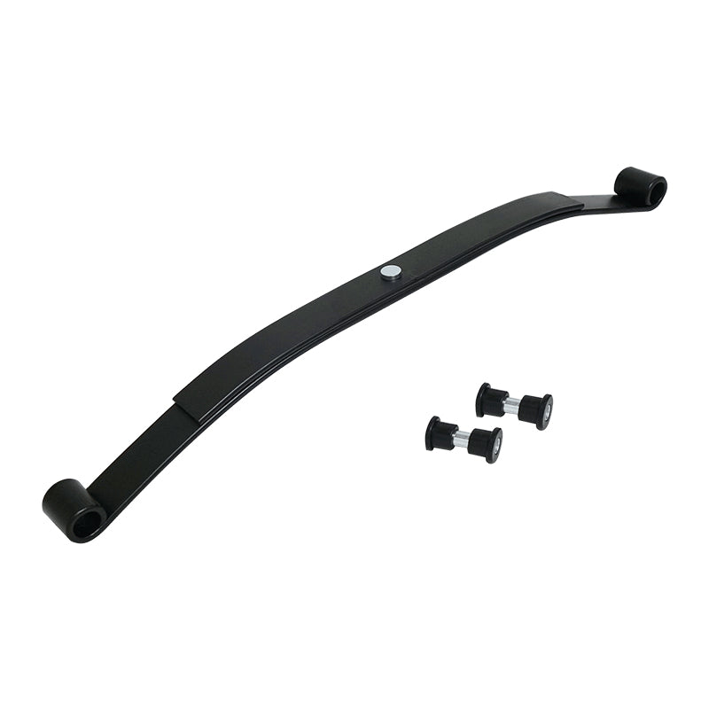 2-Leaf heavy duty replacement front leaf spring assembly for Club Car DS model golf carts, gas and electric - includes sleeves and bushings.