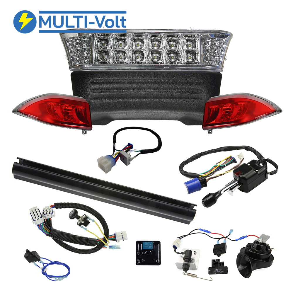 Gas model Club Car Precedent street legal light kit, including deluxe components horn, turn signals, brake lights, designed for gas models, years 2004 through 2020, exactly same kit as the Club Car Precedent Street-Legal LED Light Kit- Instamatic® SKU GCL-CCPDLK-LED-G, offered with free shipping and best prices.