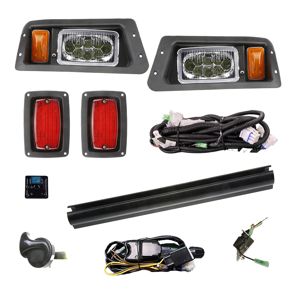 Multi-volt adjustable deluxe LED golf cart light kit designed for Yamaha G14, G16, G19, and G22 gas and electric model golf carts.