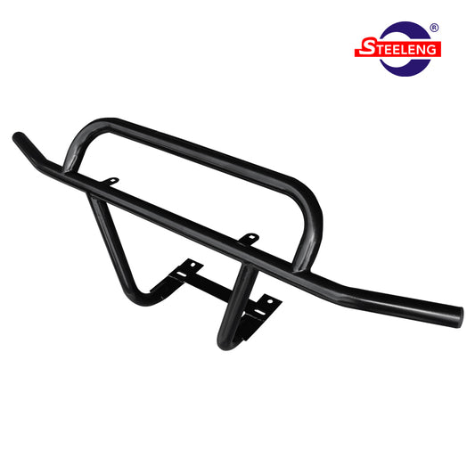 Durable powder coated black finish front Club Car Precedent/Tempo/Onward golf cart brush guard, featuring premium construction, 2-year factory warranty, and offered with free shipping by Salt City Golf Cart, Item #BGPR01.