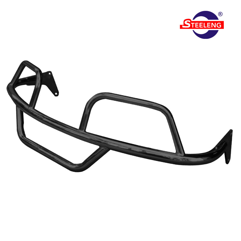 Black powder coated durable front EZGO TXT (2014 and Newer) brush guard, featuring durable construction, 2-year factory warranty, and offered with free shipping by Salt City Golf Cart, Item #BGTX04.