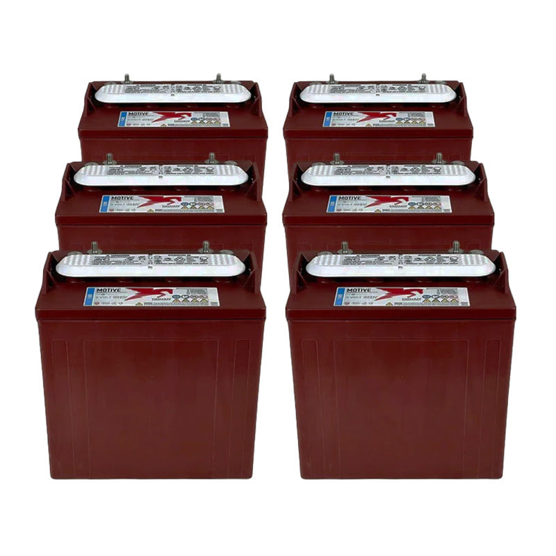 Set of 6 Trojan T875 8-volt lead acid golf cart batteries for sale near Hutchinson, Kansas designed for 48-volt golf carts and low speed vehicles.