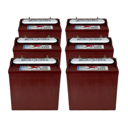 Set of 6 Trojan T875 8-volt lead acid golf cart batteries for sale near Hutchinson, Kansas designed for 48-volt golf carts and low speed vehicles.