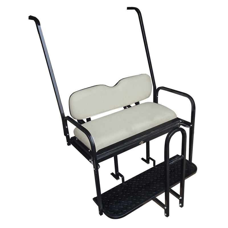 Yamaha G14-G22 golf cart rear flip seat kit with ivory oem cushions for sale in Reno County, Kansas, Nomad brand, including free rear grab bar.
