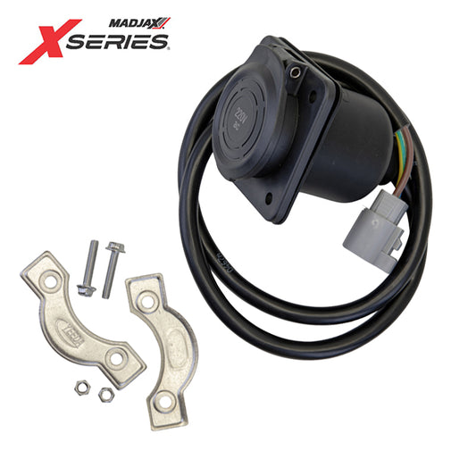 Replacement body-side charging port receptacle for the MadJax XSeries Storm golf carts with on-board charger, Item #07-015, offered with free shipping.