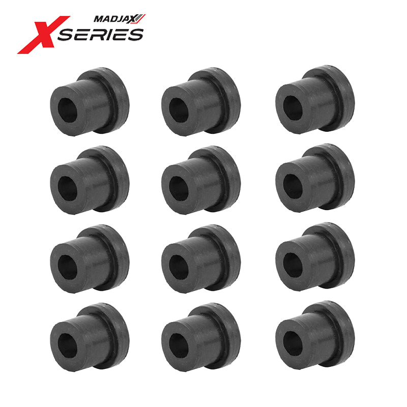 Full set of 12 OEM rear leaf spring replacement bushings for 2023 and newer MadJax XSeries golf carts and PTVs, sold by Salt City Golf Cart in Hutchinson, Kansas and including free shipping, Item #28-008.