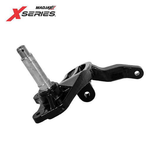 Front driver side OEM spindle assembly replacement for MadJax 2023-2025 XSeries Storm lifted golf carts, offered with free shipping, Item #28-022.