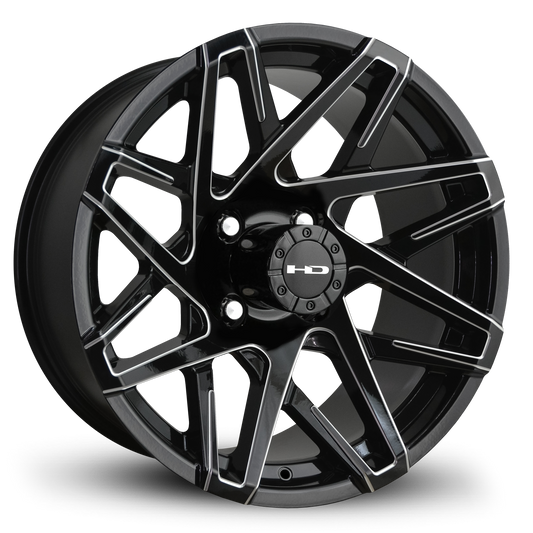 HD Golf Canyon 12x7 -14 4x101.6mm 68.2mm Gloss Black/Milled Edge