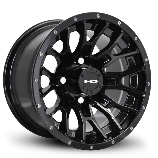 HD Golf RTC 12x7 -14 4x101.6mm 68.2mm Gloss Black w/Black Rivet
