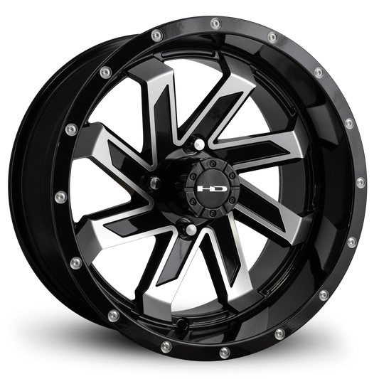 HD Golf Saw 12x7 -14 4x101.6mm 68.2mm Gloss Black/Mchnd Face w/Rvts