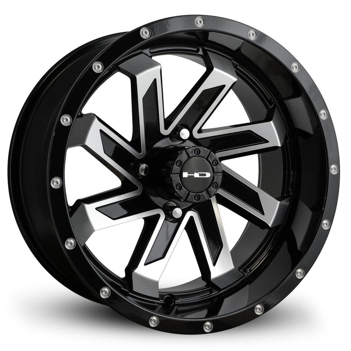 HD Golf Saw 14x7 -14 4x101.6mm 68.2mm Gloss Black/Mchnd Face w/Rvts