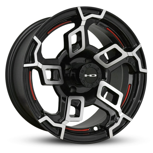 HD Golf Switch 14x7 -14 4x101.6mm 68.2mm Gloss Black/Mach Face&Redline