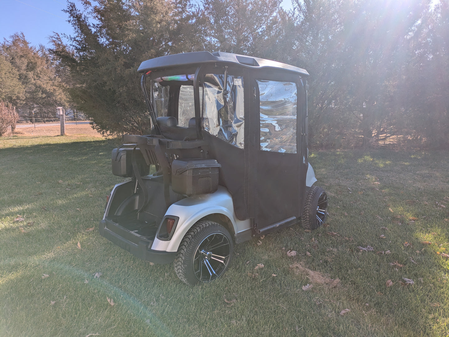 2018 Silver EZGO RXV with Enclosure and Soundbar