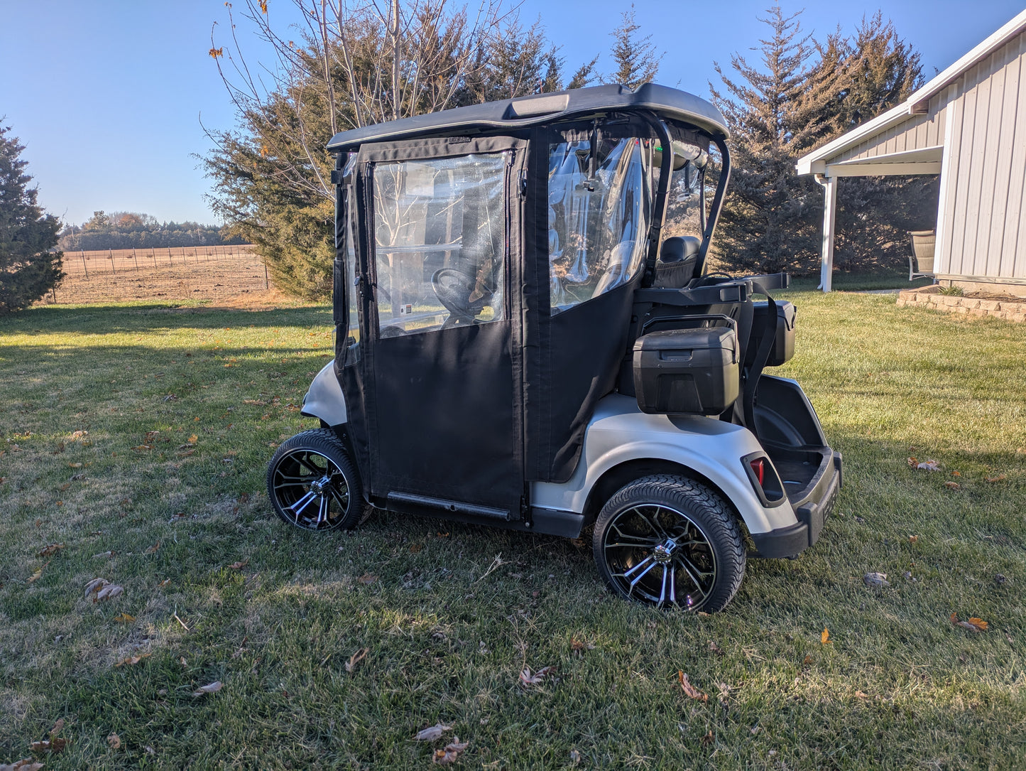 2018 Silver EZGO RXV with Enclosure and Soundbar