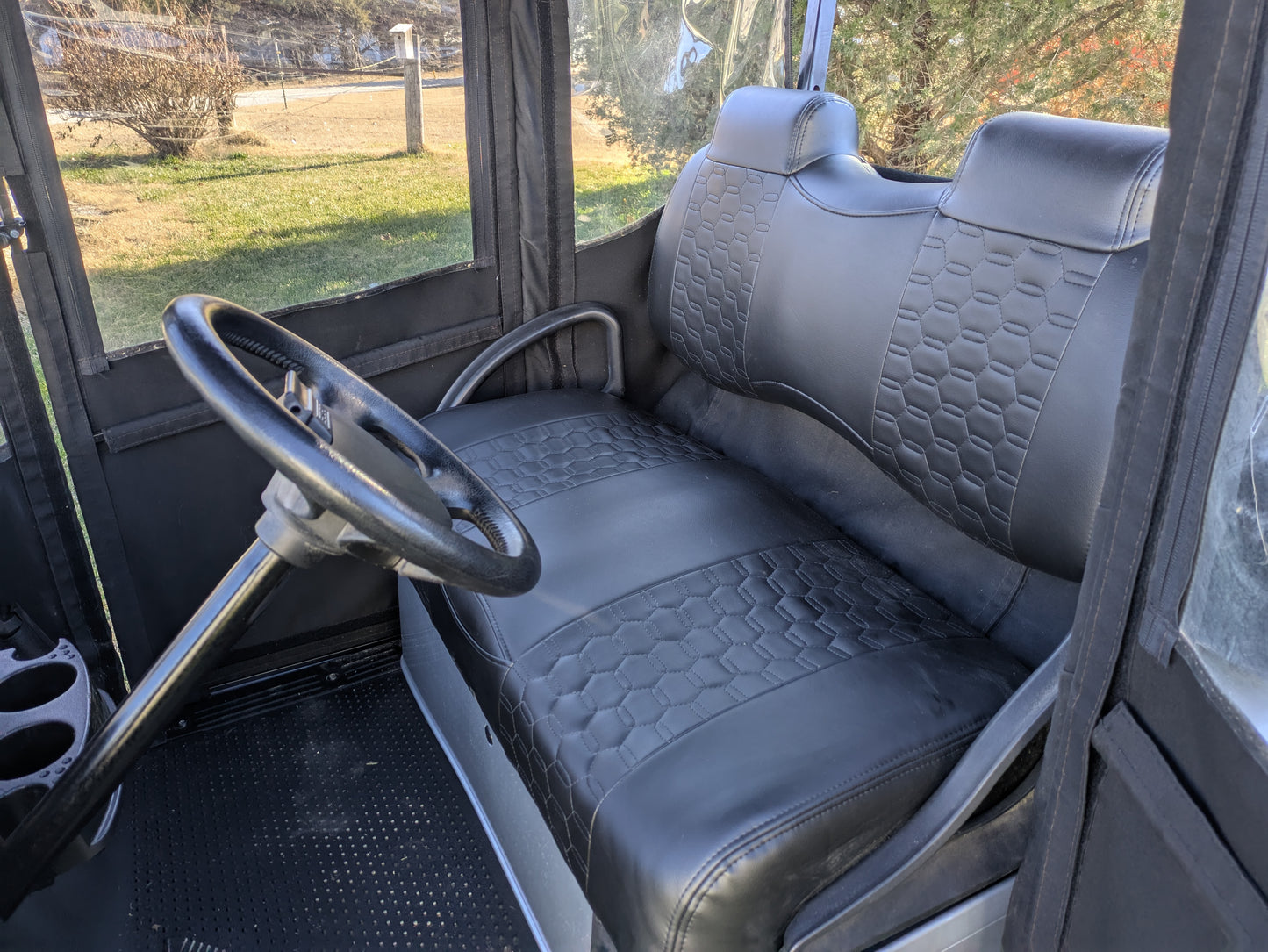 2018 Silver EZGO RXV with Enclosure and Soundbar