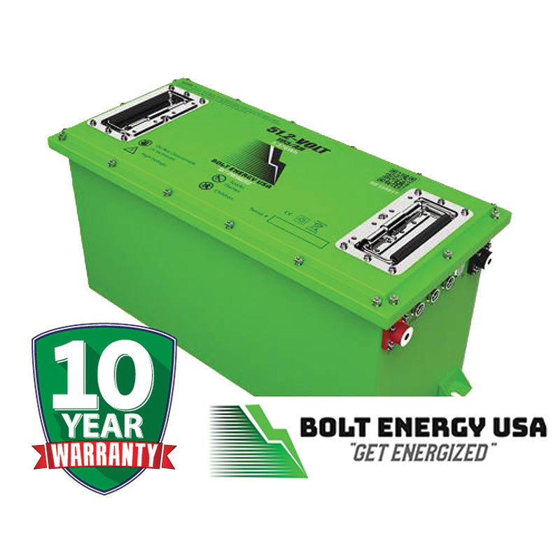 Photo of individual 48v (51.2 volt) "thin" style golf cart lithium battery by Bolt Energy, with 10 year warranty, sold by Salt City Golf Cart in South Hutchinson, Kansas.