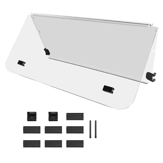 High quality great value economy Club Car DS clear folding windshield, model years 2000.5 and Up, includes all necessary mounting hardware, offered at the best prices with free shipping, sold by Salt City Golf Cart in Hutchinson, Kansas.