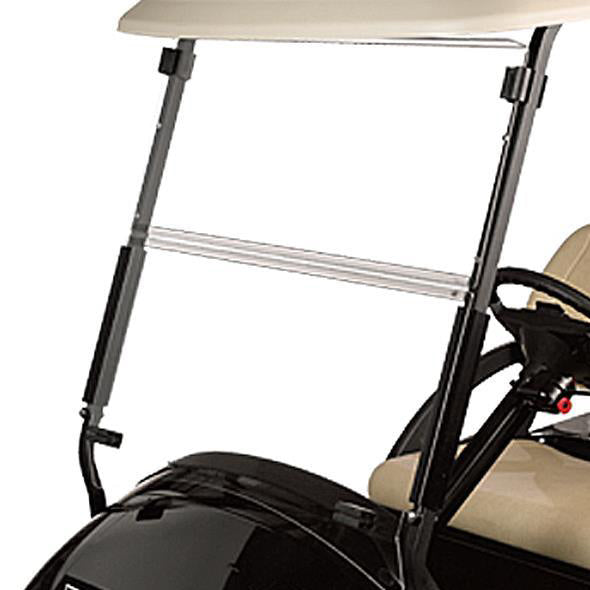 Clear folding acrylic windshield designed for the Club Car Precedent, Onward, and Tempo golf carts, model years 2004 and newer by RedDot.