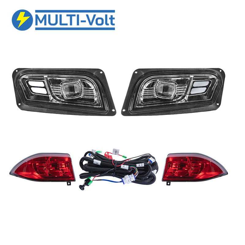 Multi-volt™ brand golf cart basic economy LED light kit designed for the Club Car Tempo model golf carts, featuring flex volt technology, gas or electric, no voltage reducer needed.