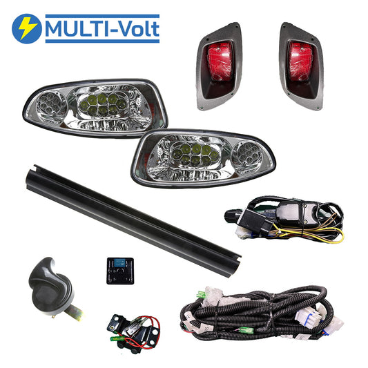 LED street legal golf cart light kit designed for the EZGO RXV model golf cart, model year 2016 and newer, for sale near Hutchinson, Kansas.